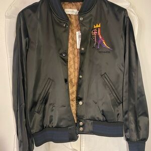 Coach NWT unisex  small Satin Bomber Jacket/Jean-Michel Basquiat colab.